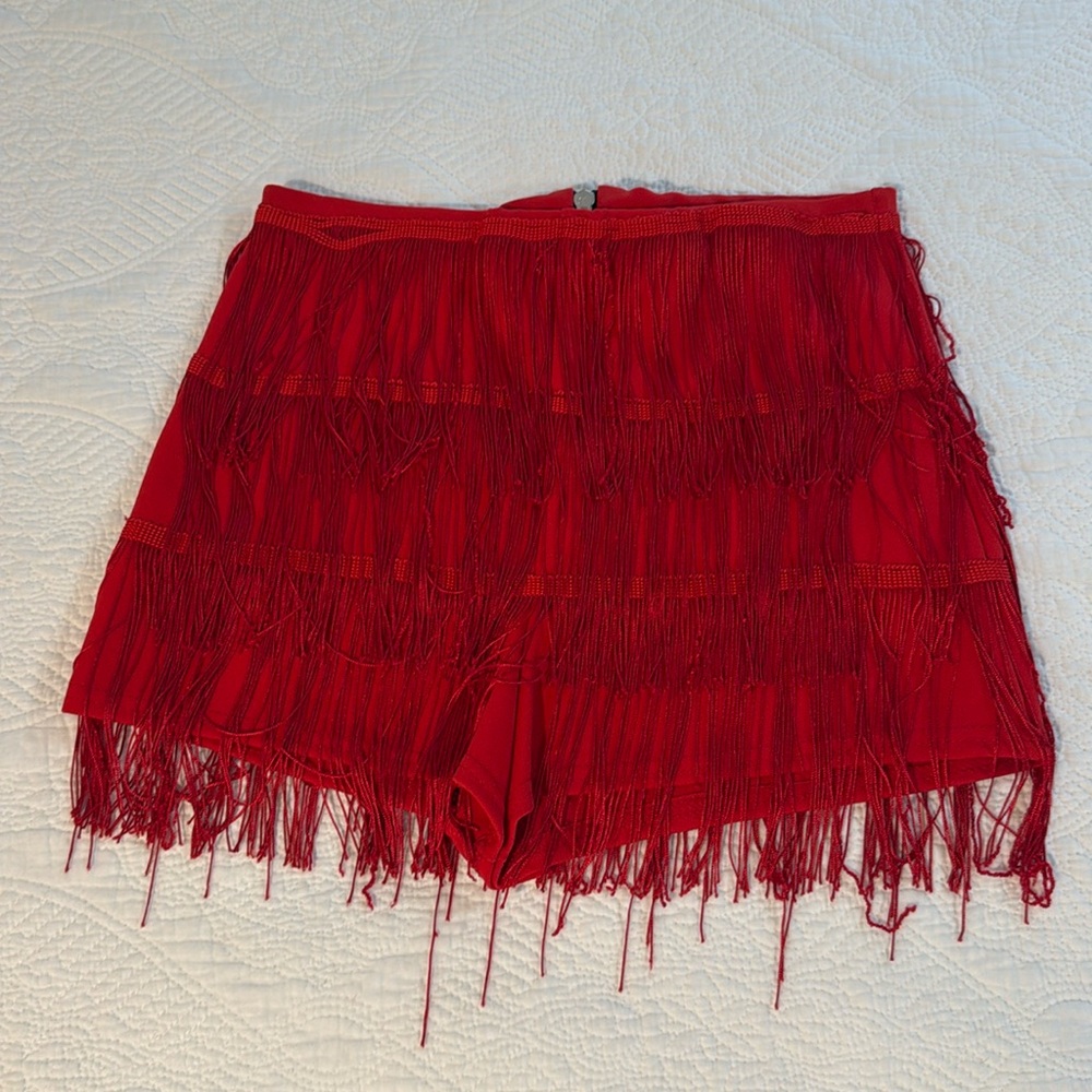 Mini shorts with fringe